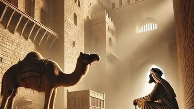 بينما النبي صلى الله عليه وسلم بفناء الكعبة إذ نزل عليه 
