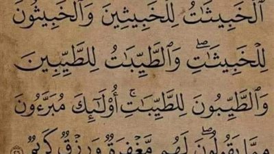 معنى آية ( الطيبون للطيبات و الخبيثون للخبيثات )